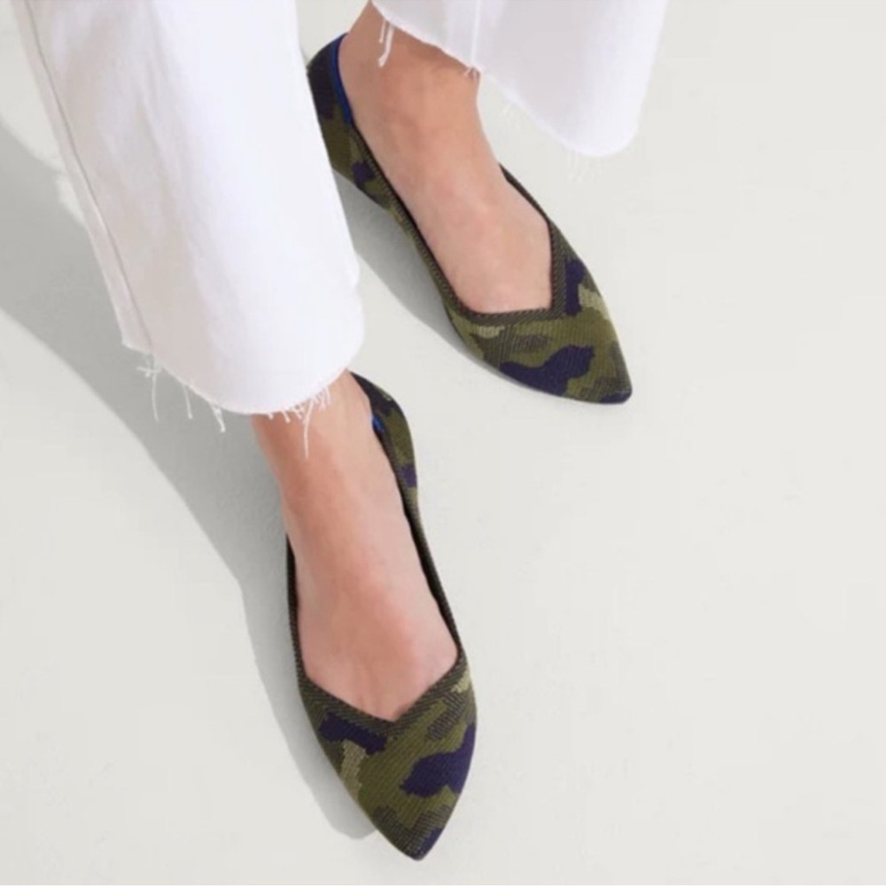 Rothy’s Olive Camo Pointed Toe Flats